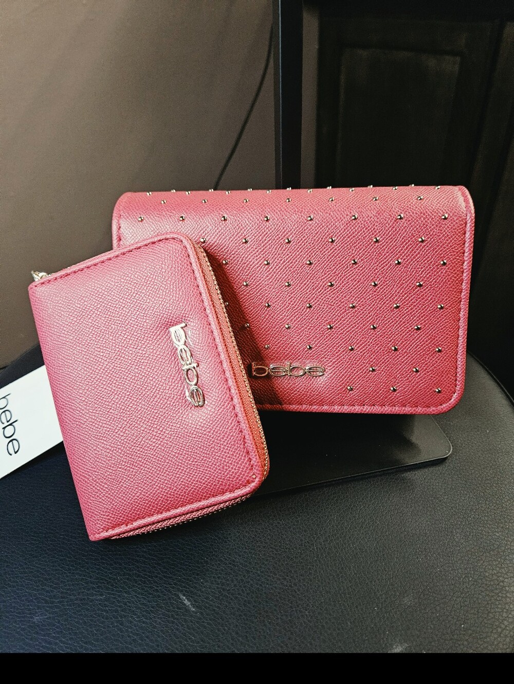 bebe Sagen Studded Crossbody Bag with Zip Wallet Set